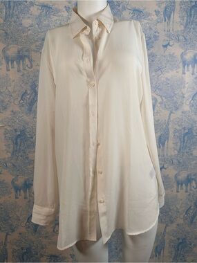 Banana Republic sheer Cream Button-Down Shirt wardrobe staple